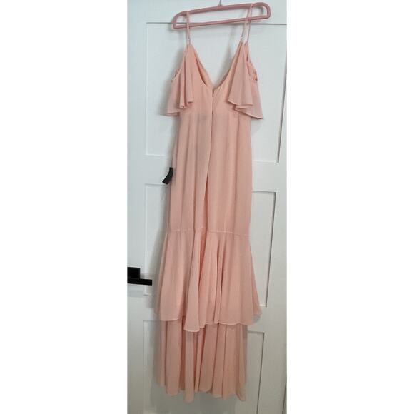 Lulus NWT Brilliant Perfection Blush Pink Tiered Maxi Formal Bridal Dress XS - Picture 2 of 6